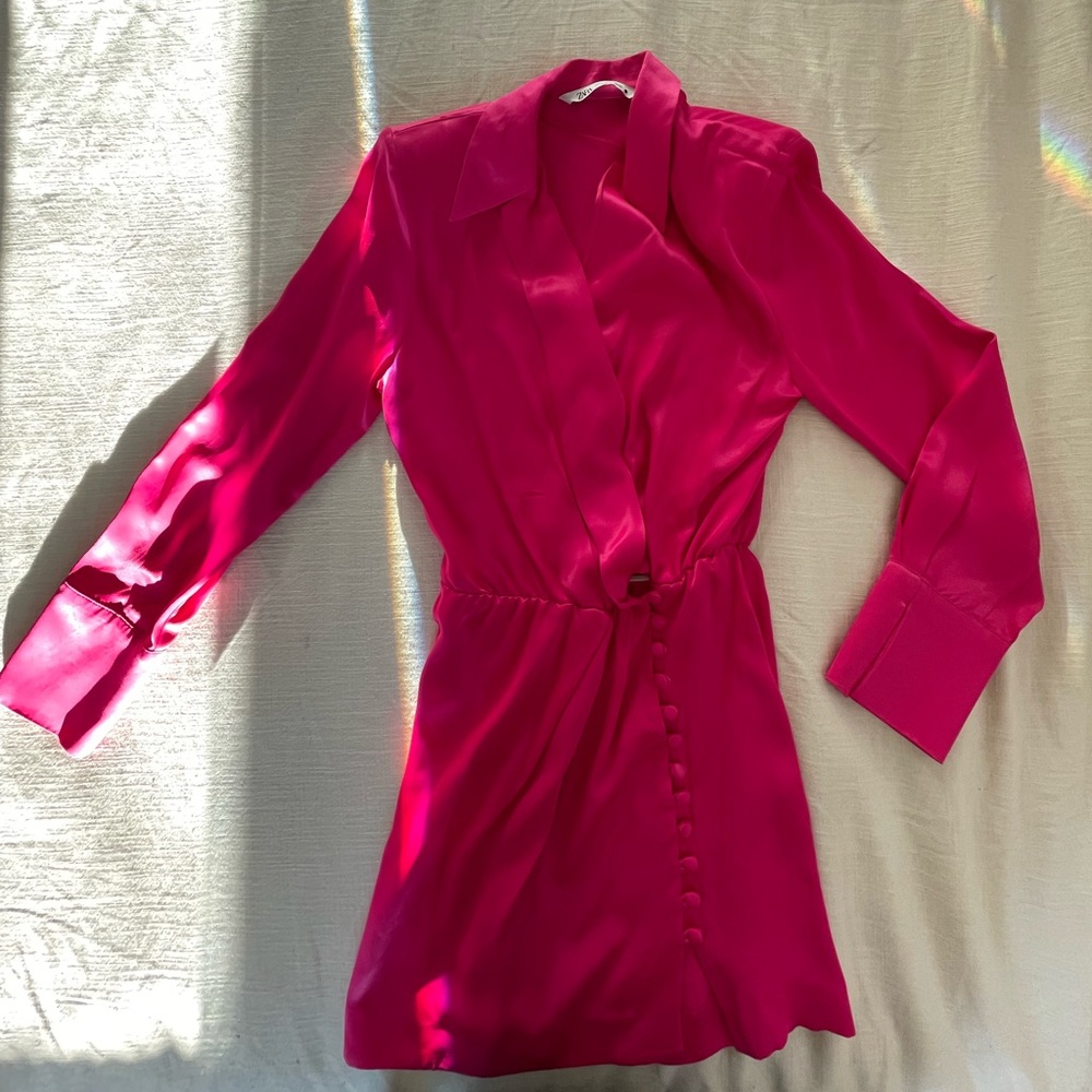 Zara silk hoy pink dress